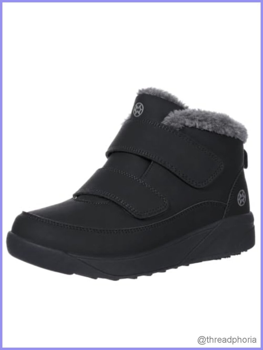 Wide Width Diabetic Snow Boots Faux Leather Water Resistant Ankle Winter Booties